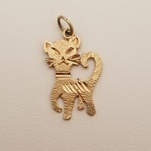 14K Gold Cat Pendant